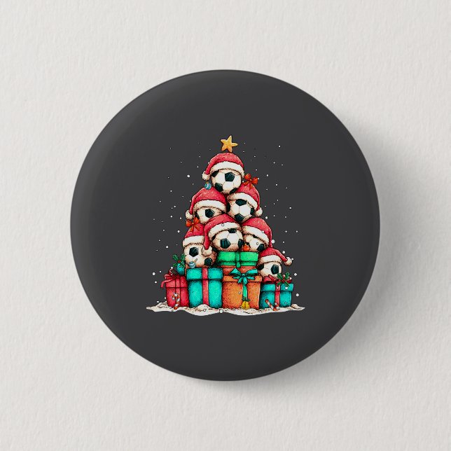 Soccer Ball Player Le Christmas Tree Xmas Long Sle Button (Front)