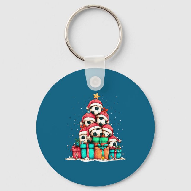 Soccer Ball Player Le Christmas Tree Xmas Long Sle Keychain (Front)