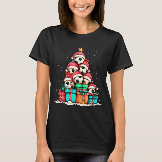 Soccer Ball Player Le Christmas Tree Xmas Long Sle T-Shirt (Front)