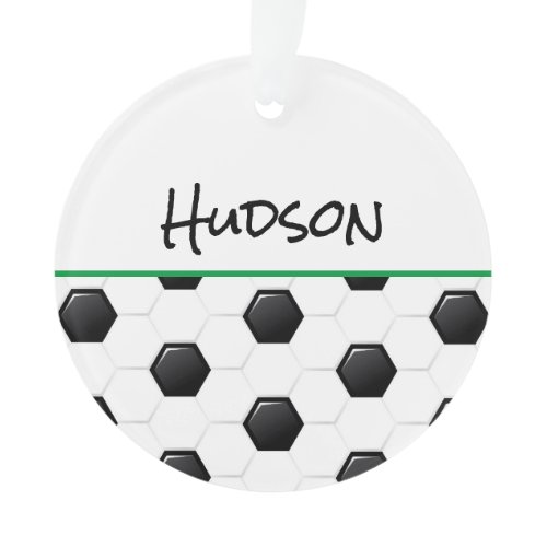 Soccer Ball Player NAME Run Kick Goal Fun Ornament