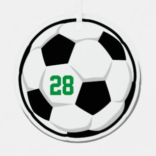 Soccer Ball Player NAME Team NUMBER Award Metal Ornament