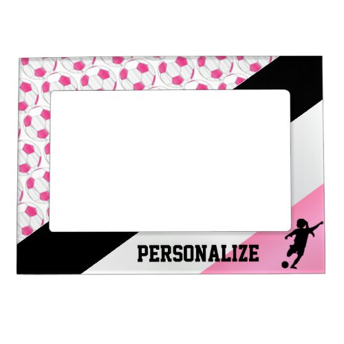 Soccer Ball Player  Pink Magnetic Frame