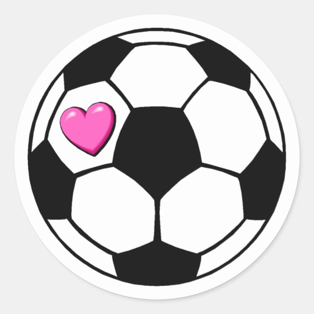 Soccer Ball (Pnk Hrt) Classic Round Sticker (Front)