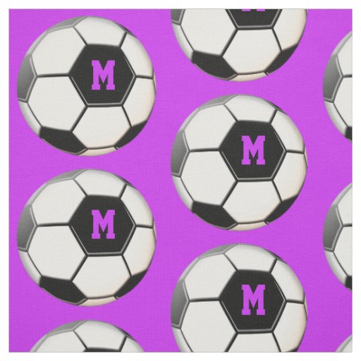 Soccer Ball Purple Monogram Pattern Fabric