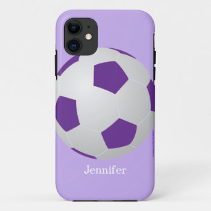 Soccer Ball, Purple, Personalized Name iPhone 11 Case