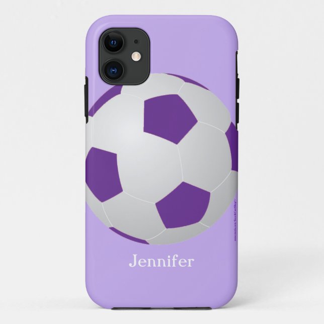 Soccer Ball, Purple, Personalized Name Case-Mate iPhone Case (Back)