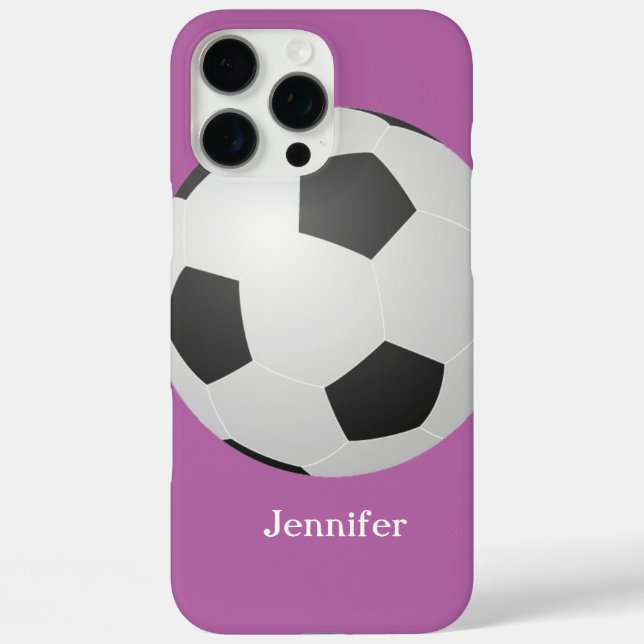 Soccer Ball, Purple, Personalized Name Case-Mate iPhone Case (Back)