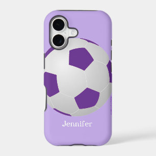 Soccer Ball, Purple, Personalized Name iPhone 17 Case