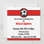 Soccer Ball Red Birthday Invitations at Zazzle