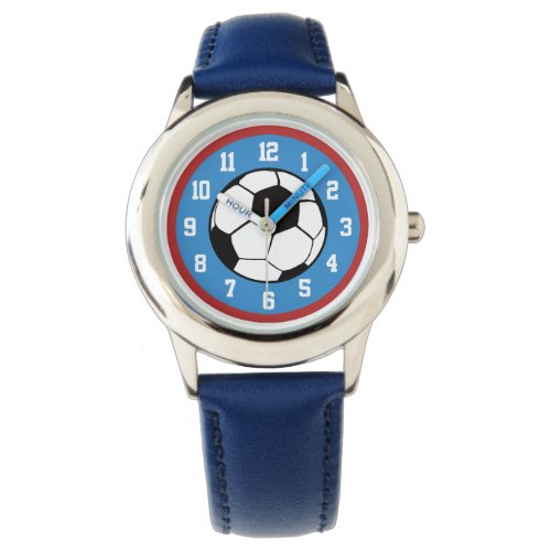 Soccer Ball Red Blue Watch