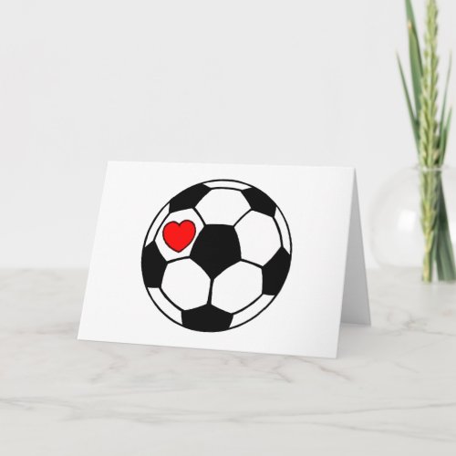 Soccer Ball Red Heart Card