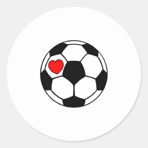 Soccer Ball Red Heart Classic Round Sticker