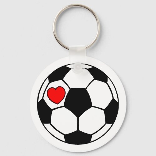 Soccer Ball Red Heart Keychain