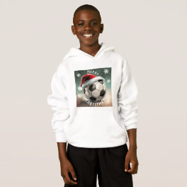 Soccer Ball Red Santa Hat Snowflake Christmas Hoodie