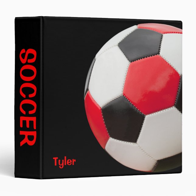 Soccer Ball Red White and Black Binder (Front/Spine)