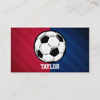Soccer Ball; Red  White  And Blue Business Card by Birthday_Party_House at Zazzle