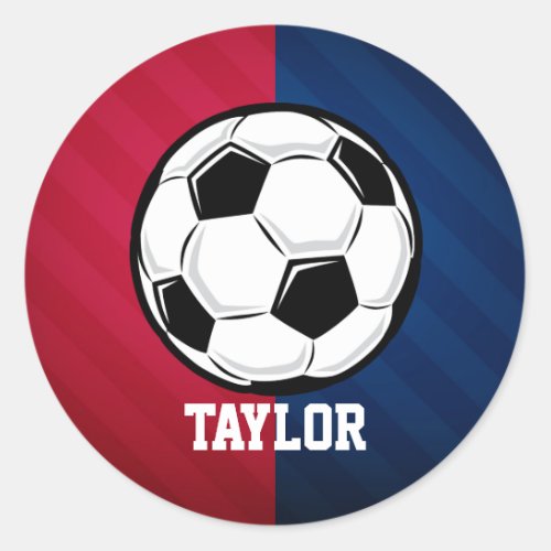 Soccer Ball Red White and Blue Classic Round Sticker