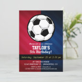 Soccer Ball; Red, White, and Blue Invitation (Standing Front)