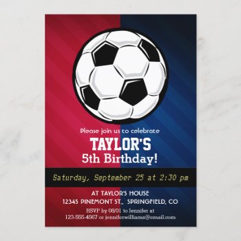 Soccer Ball; Red  White  And Blue Invitation by Birthday_Party_House at Zazzle