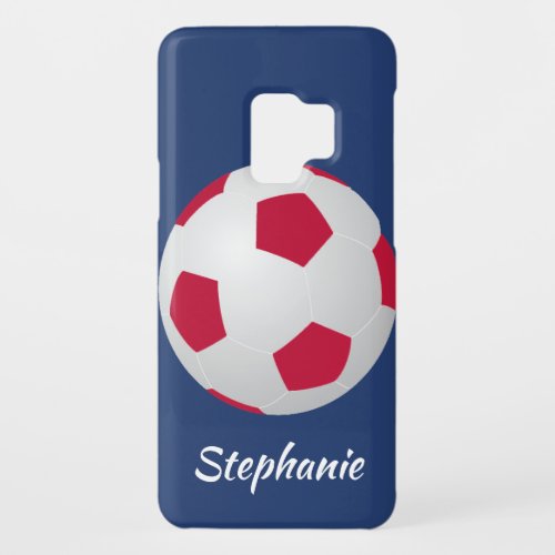 Soccer Ball Red White and Blue Name Case_Mate