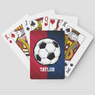 Soccer Ball; Red, White, and Blue Poker Cards