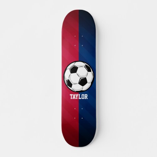 Soccer Ball Red White and Blue Skateboard