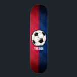 Soccer Ball; Red, White, and Blue Skateboard<br><div class="desc">Cool, colorful kid's soccer ball, football, black and white ball, soccer player, coach, sports design on Red, White, and Blue pattern. Perfect gift for baby, toddler, kids, children, teens, or adults! Personalized the design by adding a child's name or custom text with athletic, sporty look sports white font. Visit our...</div>