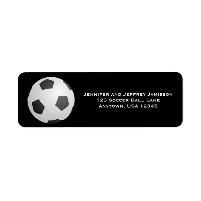 Soccer Ball Return Address Labels On Black Zazzle Com Soccer Ball Return Address Labels On Black Zazzle Com