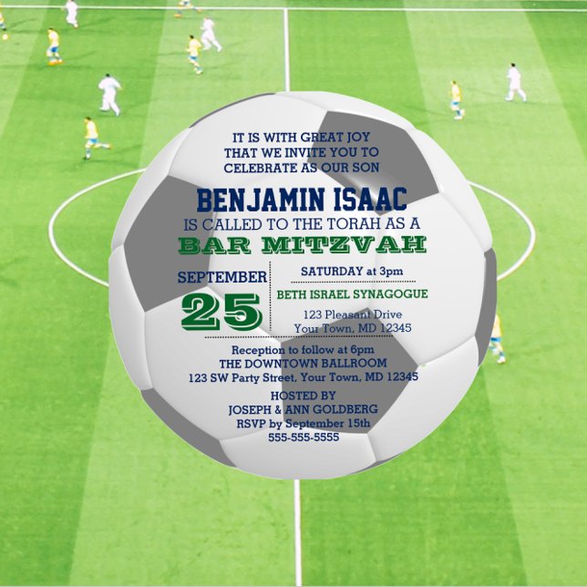 Soccer Ball Round Bar Mitzvah Invitation (Creator Uploaded)