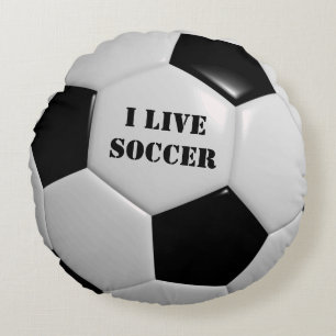 Soccer Ball Round Bed Throw Pillow Boy's Room