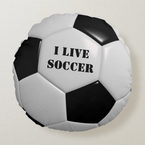 Soccer Ball Round Bed Throw Pillow Boys Room