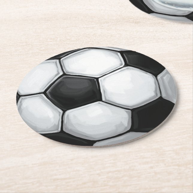 Soccer Ball Round Paper Coaster (Angled)