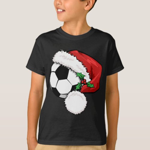 Soccer Ball Santa Cap T_Shirt