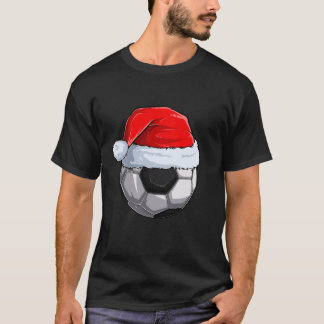 Soccer Ball Santa Hat Christmas Pajama Cool Sport T-Shirt