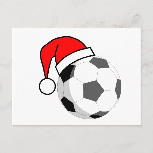 Soccer Ball Santa Hat Holiday Postcard