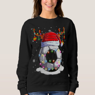 Soccer Ball Santa Hat Reindeer Christmas Lights Bo Sweatshirt