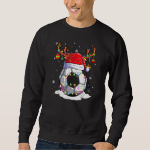 Soccer Ball Santa Hat Reindeer Christmas Lights Sweatshirt