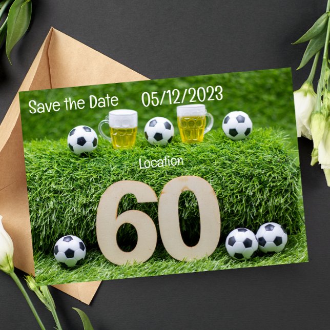 Soccer ball Save the date 60th Birthday Invitation (Creator Uploaded)
