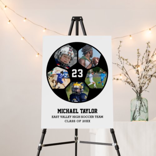 Soccer Ball Senior Graduation Sports Photo Collage Foam Board