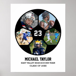 Soccer Ball Senior Graduation Sports Photo Collage Poster