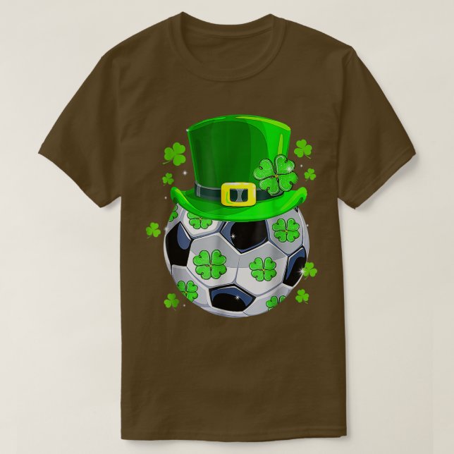 Soccer Ball Shamrock Funny Irish St Patrick Day  T-Shirt (Design Front)