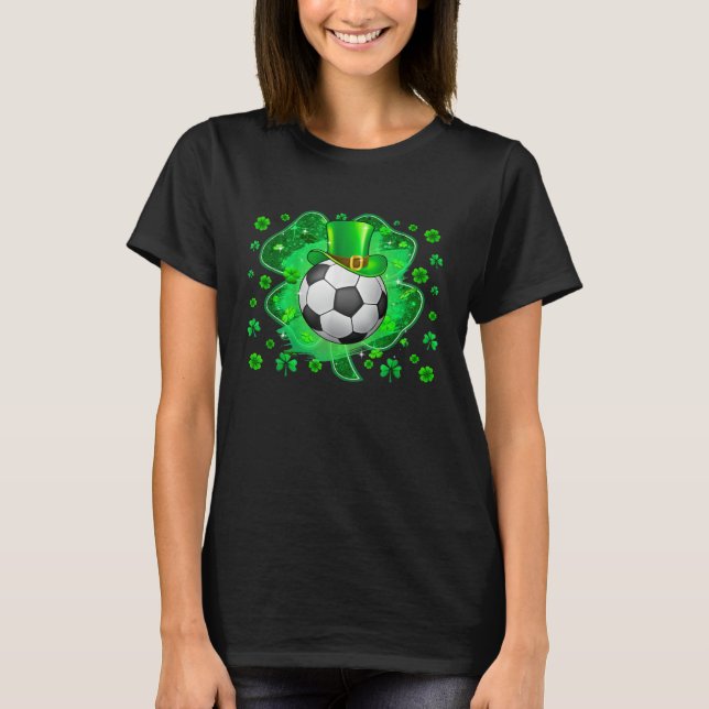 Soccer Ball Shamrock  Irish St Patrick Day T-Shirt (Front)
