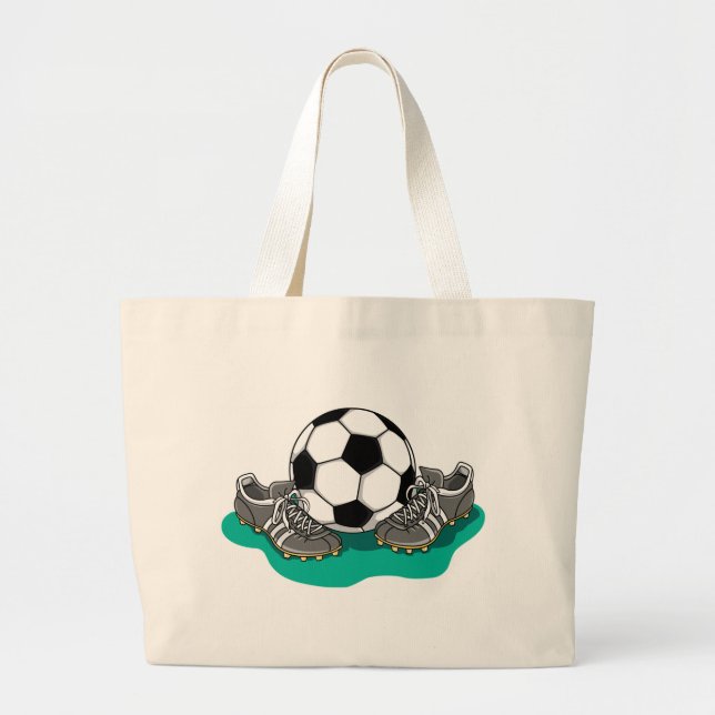 Soccer Ball Shoes Large Tote Bag (Front)