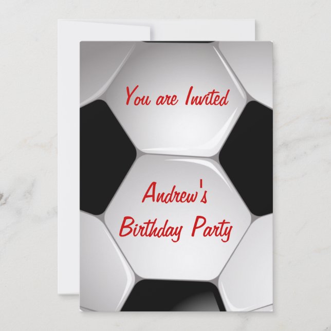 Soccer Ball Silver Birthday party invitations (Front)