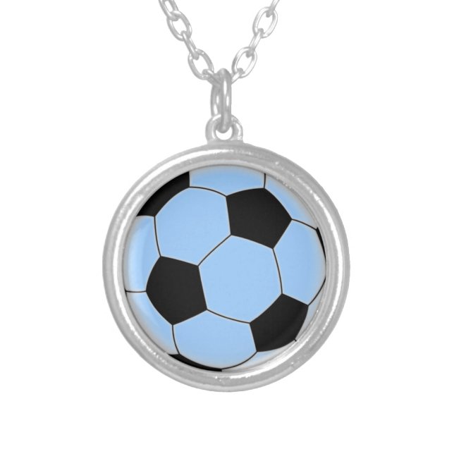 soccer ball silver plated necklace (Front)