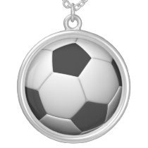 soccer ball silver plated necklace