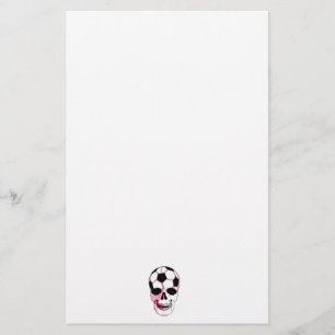 soccer ball skull head girl pink accents stationery