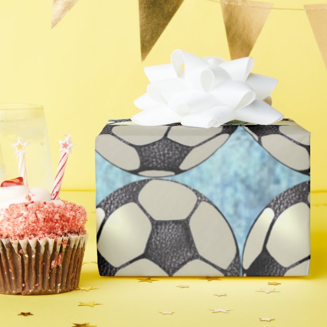 Soccer Ball Sky Blue 1 Wrapping Paper (Birthday Party)