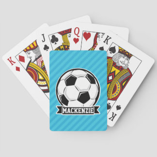 Soccer Ball; Sky Blue Stripes Poker Cards