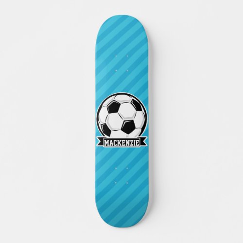 Soccer Ball Sky Blue Stripes Skateboard